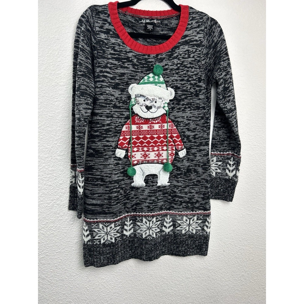 United States Sweaters Womens Size S Christmas sweater Sequin Bear Pom Pom Snow
